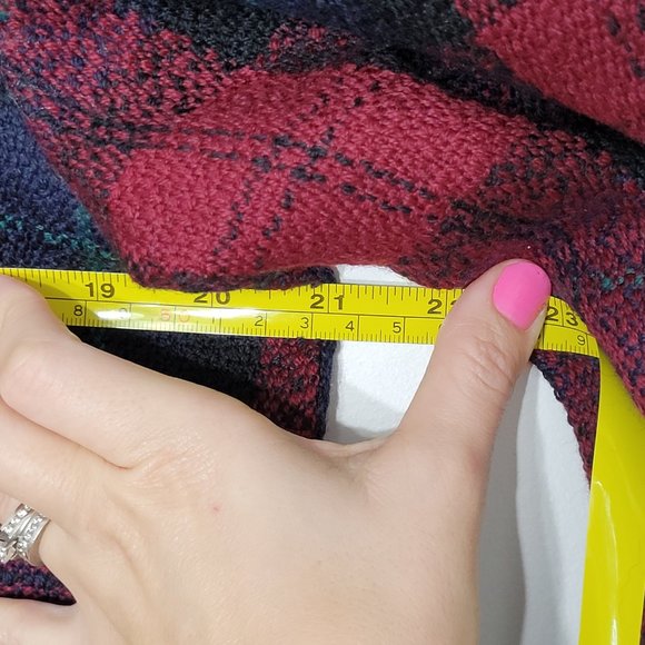 Vintage Oversized Wool Red Plaid Blazer 80's 3/4 sleeve Blazer Gold Buttons - Picture 12 of 16